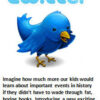 Twitter bird with educational text below.