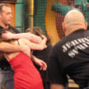 Talk show altercation with security intervening.