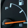 Fuel gauge showing empty level indicator.