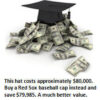 Graduation cap on pile of money.