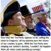 Three men in historical and patriotic costumes.
