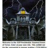 Haunted house with lightning and dark sky.