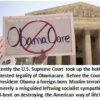 Protest sign against Obamacare at courthouse.