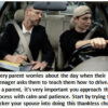 Parent teaching teenager to drive, car interior.