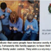 Family texting together on phones, Christmas card.