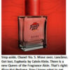 Pizza Hut perfume bottle on red background.