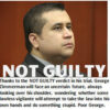 Man in courtroom with "Not Guilty" text.