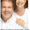 Smiling couple with humorous marriage quote.