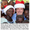 People wearing Santa hats with smiling kids.