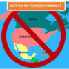 Map of North America with prohibition symbol.