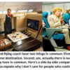 First class vs. coach airplane seating comparison.