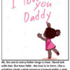 Child writing "I love you Daddy.