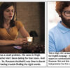 Woman contemplating breakup; man confused by texts.