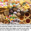 Assorted colorful sweets and candies display.