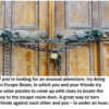 Locked wooden doors with chains and padlock.