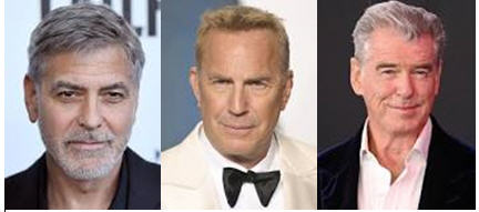 L to R: George Clooney (age 62), Kevin Costner (68), and Pierce Brosnan (70). All these men are well over sixty but they’re all still vibrant, handsome, and sexy. And my wife would trade me in for any one of them in a heartbeat.