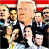 Collage of diverse people with American flag.